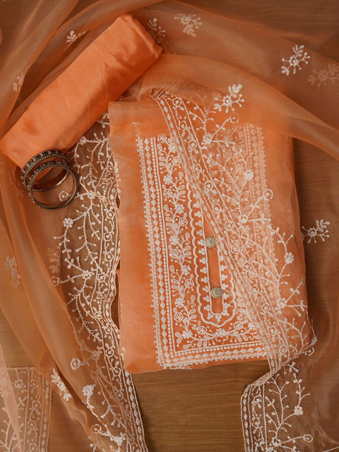 Dhaaga Ghar Embroidered Organza Unstitched Dress Material