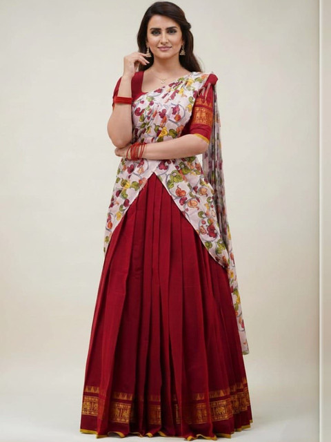 VSOKA Unstitched Lehenga & Blouse With Dupatta