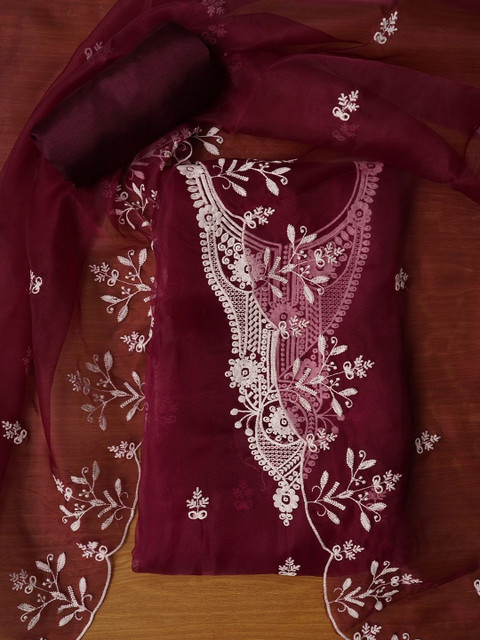 Dhaaga Ghar Embroidered Organza Unstitched Dress Material