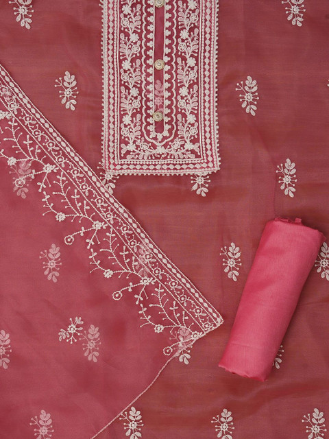 Dhaaga Ghar Embroidered Organza Unstitched Dress Material - Image 2