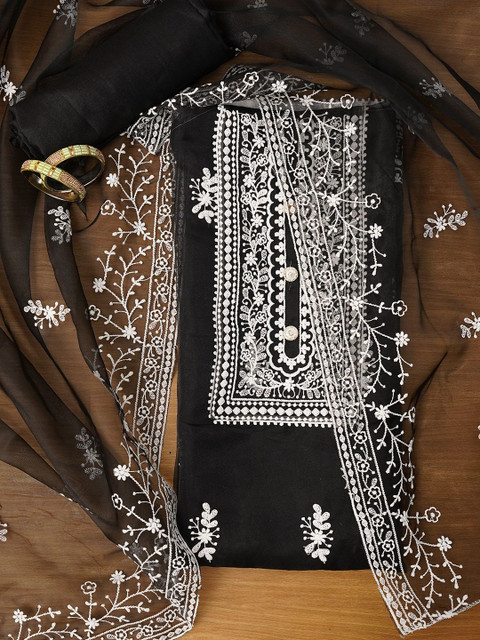 Dhaaga Ghar Embroidered Organza Unstitched Dress Material
