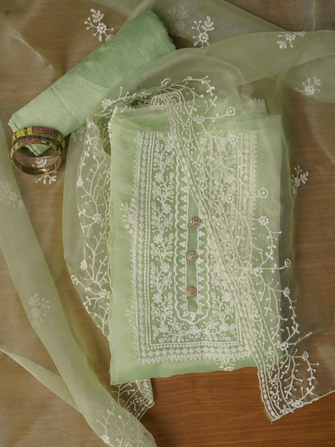 Dhaaga Ghar Embroidered Organza Unstitched Dress Material