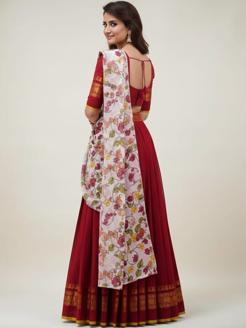 VSOKA Unstitched Lehenga & Blouse With Dupatta - Image 2