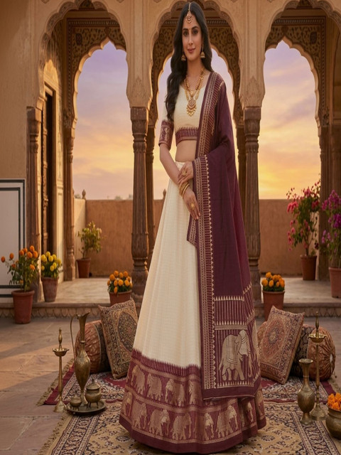 Renvaani Fashion Embellished Unstitched Lehenga & Blouse With Dupatta