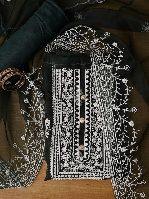 Dhaaga Ghar Embroidered Organza Unstitched Dress Material