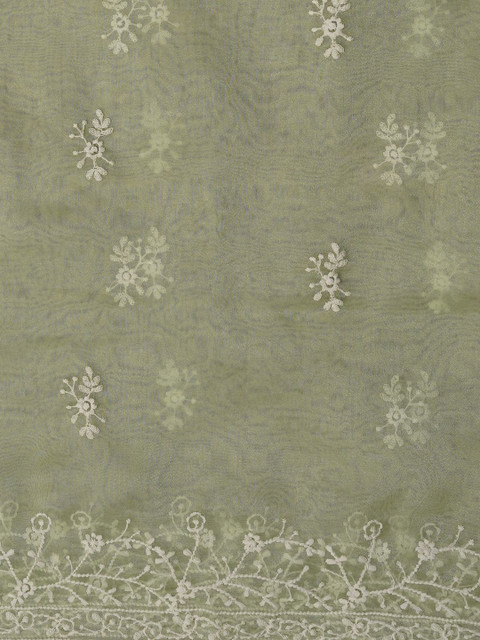 Dhaaga Ghar Embroidered Organza Unstitched Dress Material - Image 4