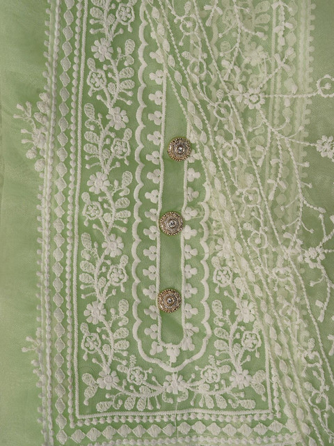 Dhaaga Ghar Embroidered Organza Unstitched Dress Material - Image 5