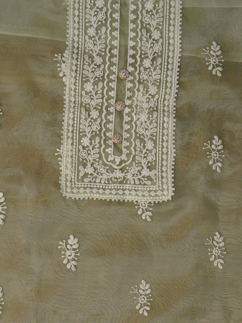 Dhaaga Ghar Embroidered Organza Unstitched Dress Material - Image 3