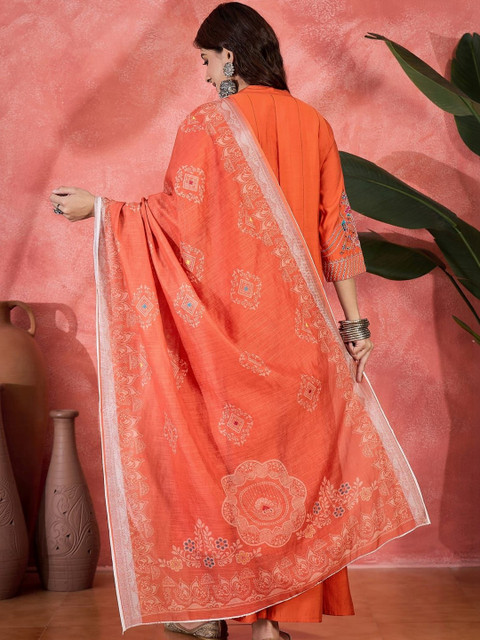 BNF Women Embroidered Pure Silk Kurta with Palazzos & With Dupatta - Image 5