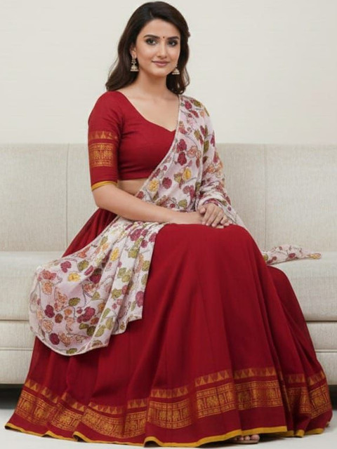 VSOKA Unstitched Lehenga & Blouse With Dupatta - Image 3