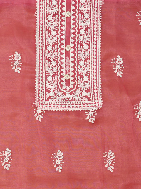 Dhaaga Ghar Embroidered Organza Unstitched Dress Material - Image 3