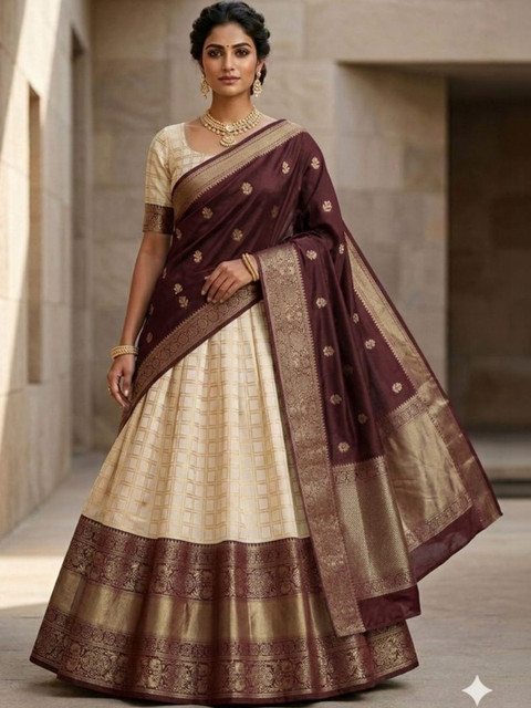 Renvaani Fashion Embellished Unstitched Lehenga & Blouse With Dupatta