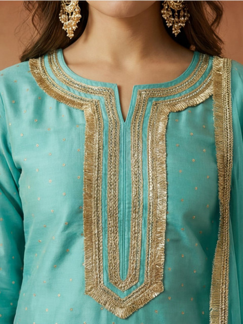 Anouk Women Ethnic Motifs Printed Regular Gotta Patti Kurta with Palazzos & With Dupatta - Image 5