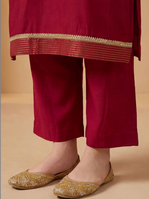 Anouk Women Regular Gotta Patti Kurta with Trousers & With Dupatta - Image 4