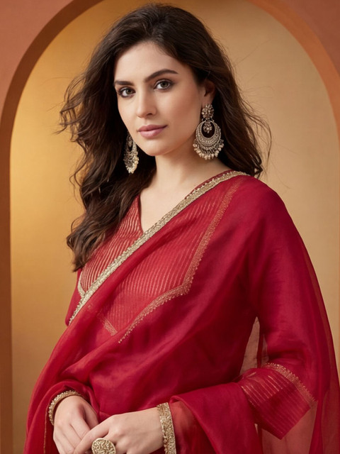 Anouk Women Regular Gotta Patti Kurta with Trousers & With Dupatta - Image 6