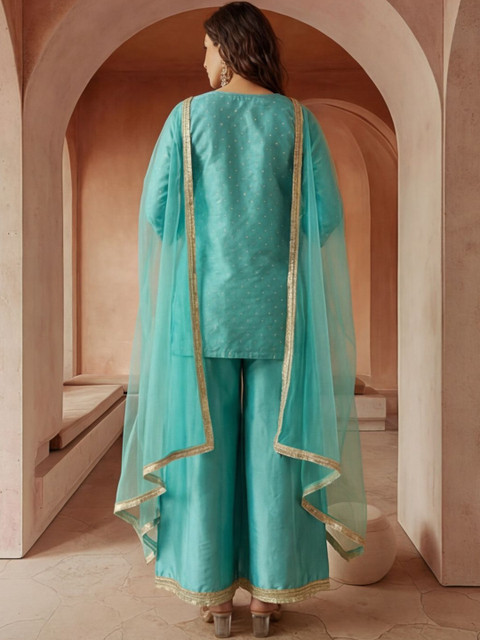 Anouk Women Ethnic Motifs Printed Regular Gotta Patti Kurta with Palazzos & With Dupatta - Image 3