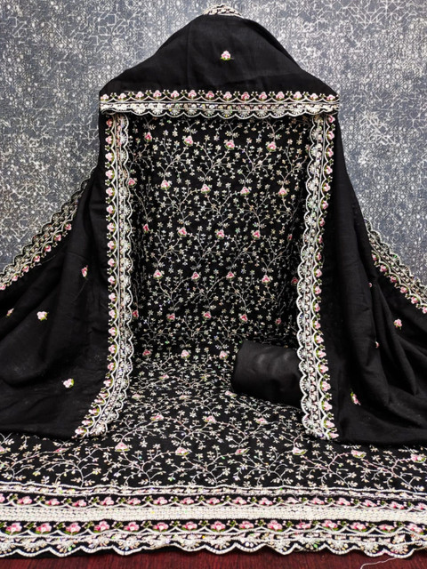 KALINI Embroidered Pure Cotton Unstitched Dress Material - Image 2