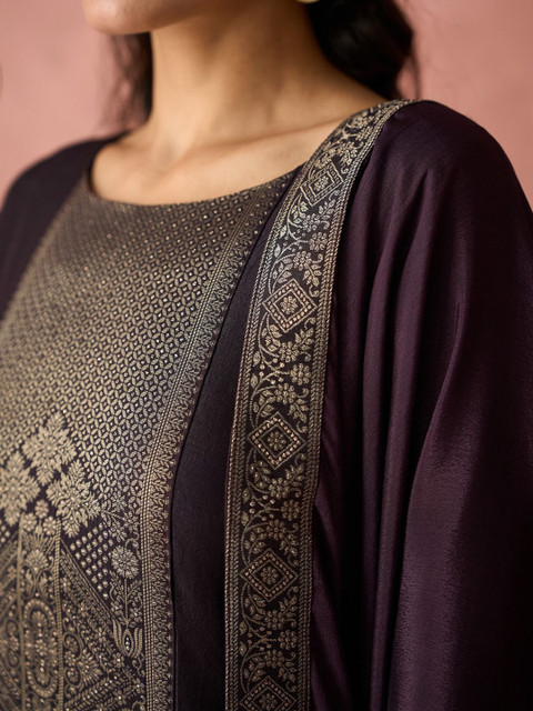 NAVYAAZRI Women Ethnic Motifs Embroidered Regular Thread Work Kurta with Trousers & With Dupatta - Image 2