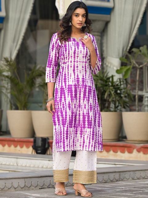 KSUT Women Leheriya Printed Gotta Patti Kurta - Image 4
