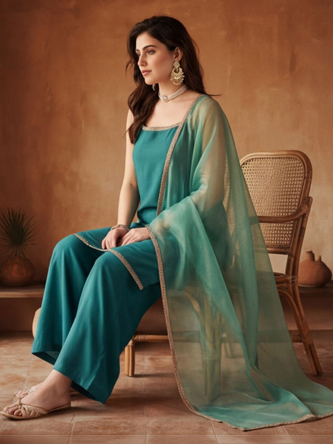 Anouk Women Regular Gotta Patti Kurta with Palazzos & With Dupatta