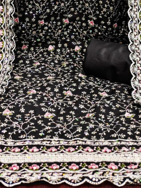 KALINI Embroidered Pure Cotton Unstitched Dress Material - Image 4