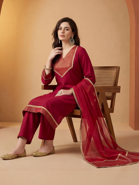 Anouk Women Regular Gotta Patti Kurta with Trousers & With Dupatta - Image 2