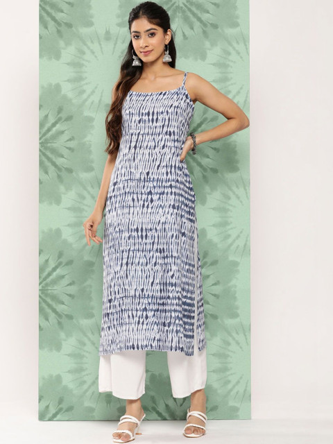 KSUT Women Leheriya Printed Indigo Kurta