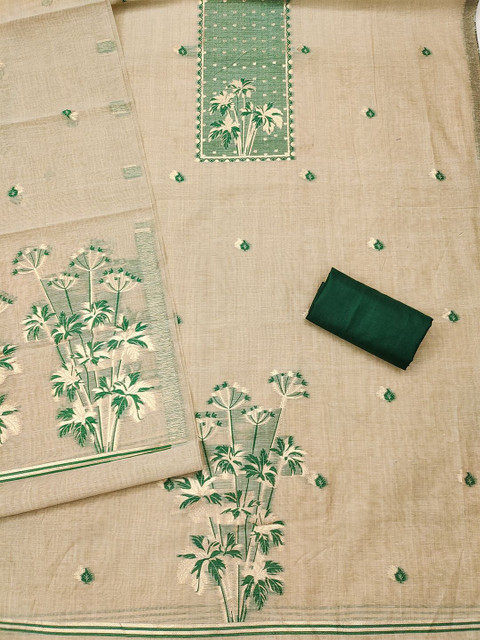 Nayanthara Trends Embroidered Pure Cotton Unstitched Dress Material - Image 3