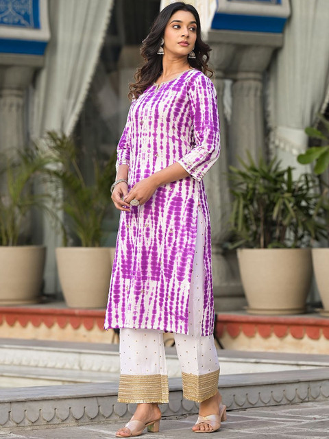 KSUT Women Leheriya Printed Gotta Patti Kurta - Image 2
