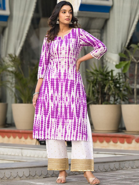 KSUT Women Leheriya Printed Gotta Patti Kurta