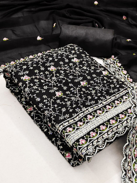 KALINI Embroidered Pure Cotton Unstitched Dress Material