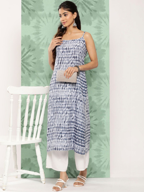 KSUT Women Leheriya Printed Indigo Kurta - Image 5