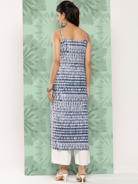 KSUT Women Leheriya Printed Indigo Kurta - Image 4