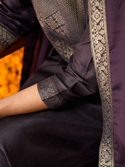 NAVYAAZRI Women Ethnic Motifs Embroidered Regular Thread Work Kurta with Trousers & With Dupatta - Image 3