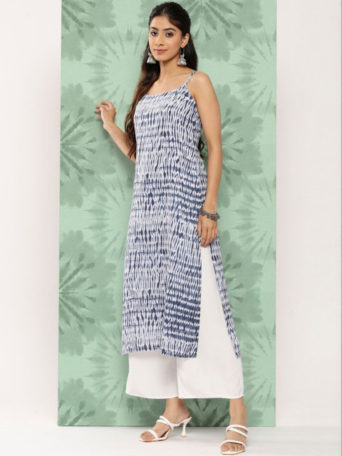 KSUT Women Leheriya Printed Indigo Kurta - Image 3
