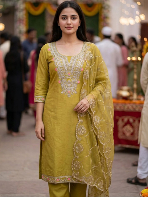 Leeza Store Embroidered Pure Cotton Unstitched Dress Material