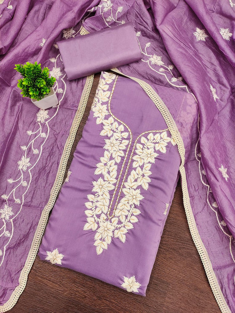 Leeza Store Embroidered Art Silk Unstitched Dress Material - Image 4