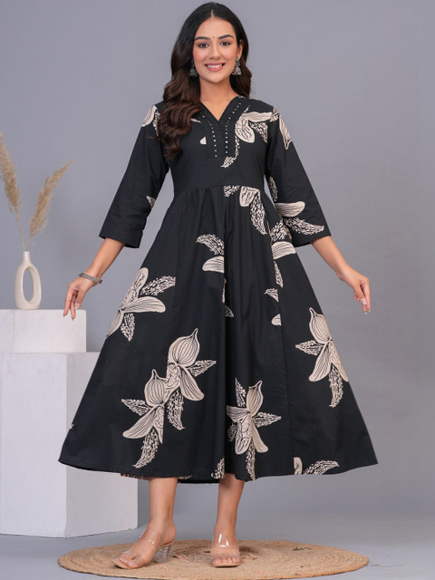 DAMMODE Women Floral Printed Anarkali Kurta