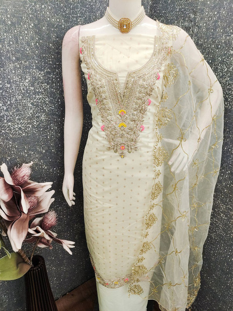Leeza Store Embroidered Unstitched Dress Material