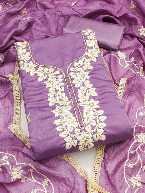 Leeza Store Embroidered Art Silk Unstitched Dress Material - Image 2