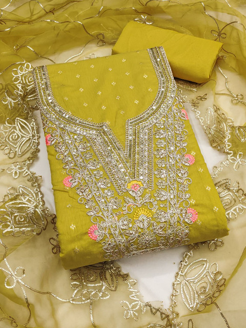 Leeza Store Embroidered Pure Cotton Unstitched Dress Material - Image 2