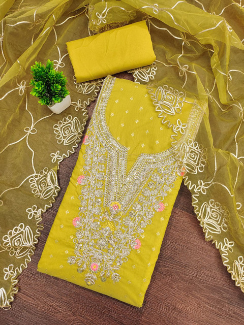 Leeza Store Embroidered Pure Cotton Unstitched Dress Material - Image 4