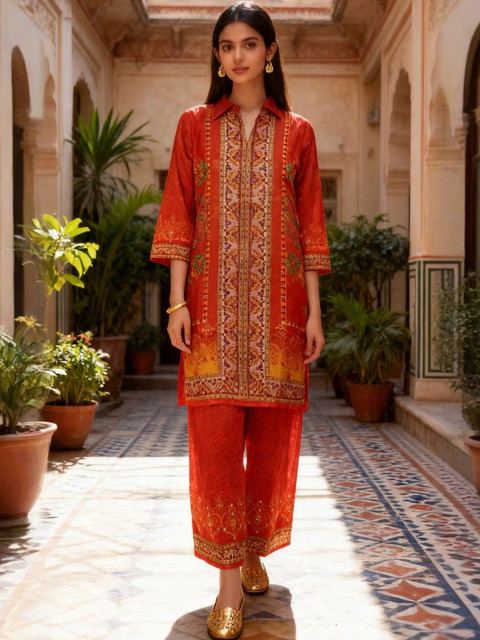 MASSTANI BY INDDUS Embellished Tunic with Trousers