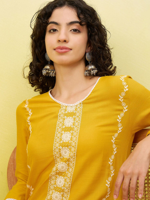 Anouk Women Ethnic Motifs Embroidered Thread Work Kurta - Image 6