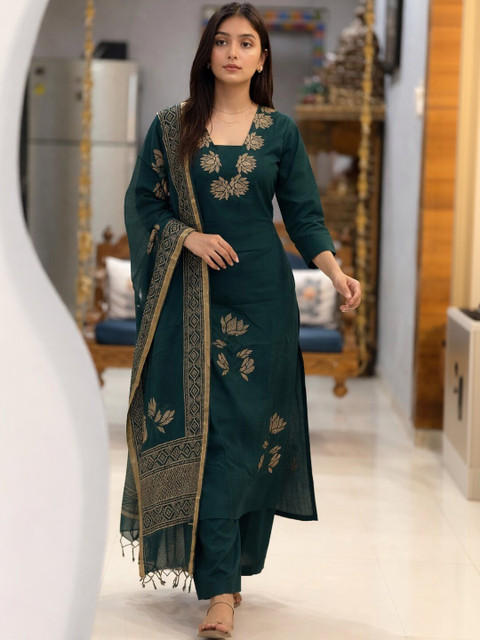 NARI DREAM Women Ethnic Motifs Printed Regular Kurta With Palazzos & Dupatta