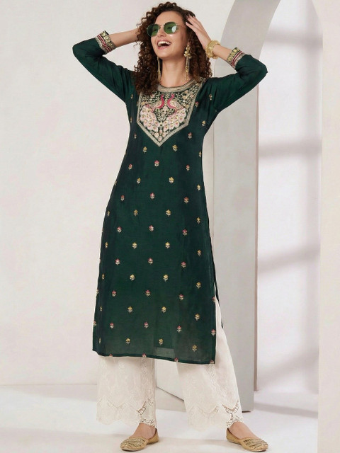 rarethread Women Ethnic Motifs Embroidered Thread Work Kurta