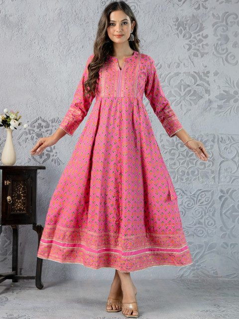 Indiwest Floral Print A-Line Maxi Dress