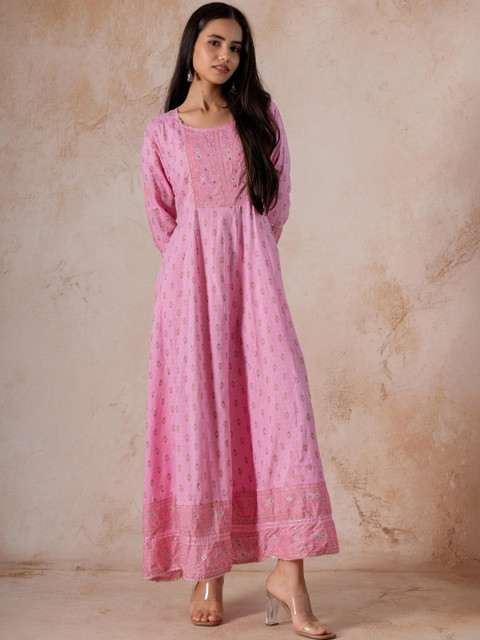 Indiwest Ethnic Motifs Print A-Line Maxi Dress - Image 6