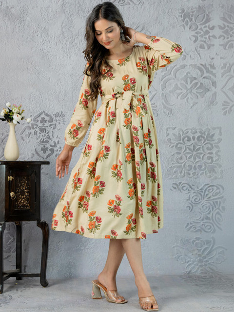 Indiwest Floral Print Fit & Flare Dress - Image 6