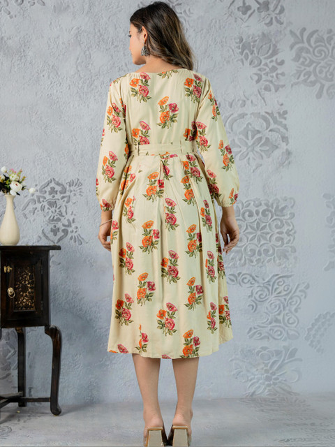 Indiwest Floral Print Fit & Flare Dress - Image 2